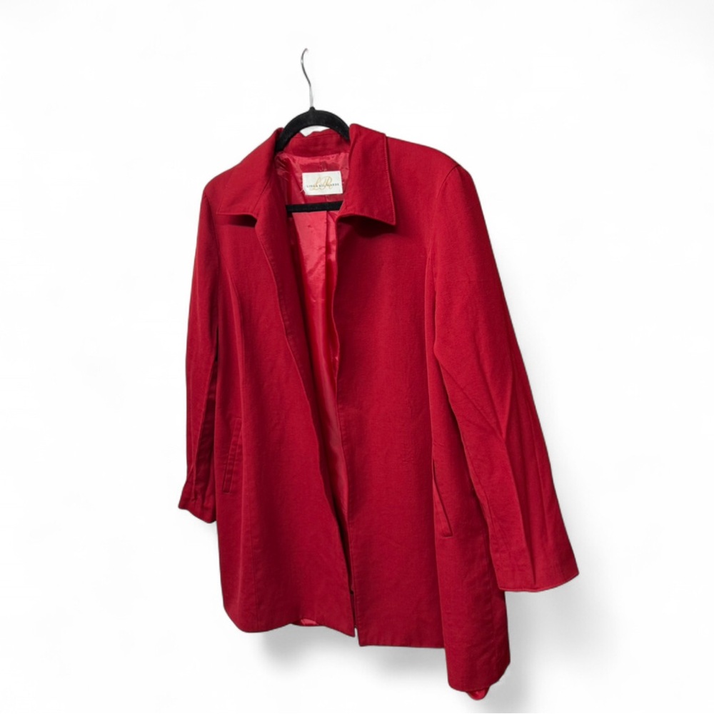 Linda Richards Vintage Red 100% Wool Coat - Women's Size 12 - Picture 2 of 8